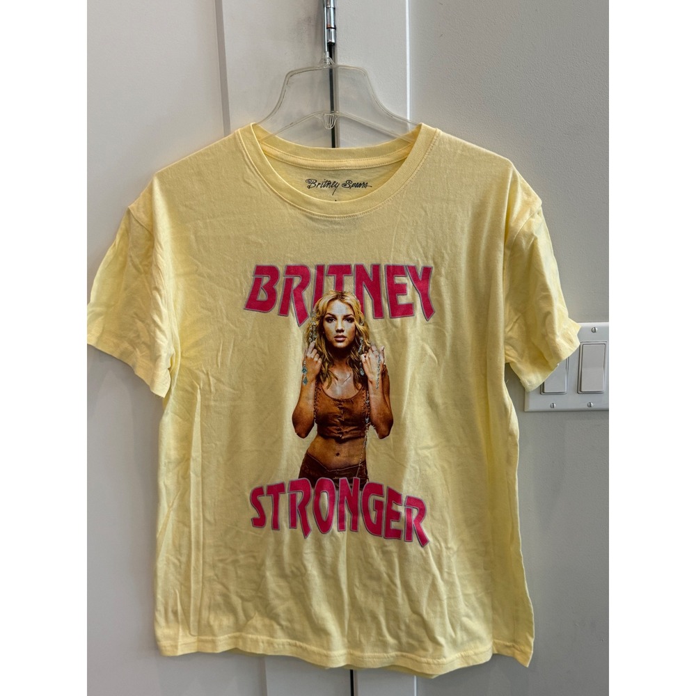 Britney Spearsβ Stronger Graphic T-Shirt Yellow Women Large 2022 Licensed Cotton